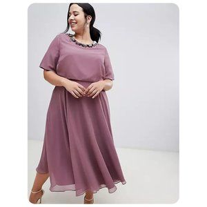 Asos Curve Midi Dress w/ 3D Embellished Neckline sz US 24